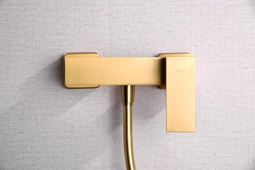 MICE - Grifería monomando de ducha hecha de latón - Juego de Grifo y Alcachofa para ducha, Mezclador Monomando con Ducha de Mano Oro Cepillado - BDP048-5OC