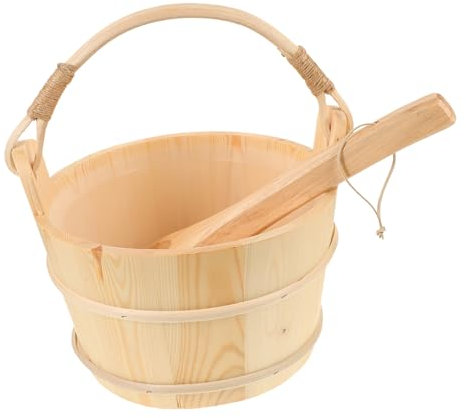Parliky Saunakübel Set Aus Knotentlosem Kiefernholz Innenauskleidung Handpolierter Holzlöffel Und Großer Fassungsvermögen Langlebiges Sauna Zubehör Für Sauna Dampfbadspaß