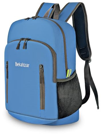 Bekahizar 20L Ultra Lightweight Backpack Foldable Hiking Daypack Rucksack Water Resistant Travel Day Bag for Men Women Kids Outdoor Camping Mountaineering Walking Cycling Climbing (Dark Blue)