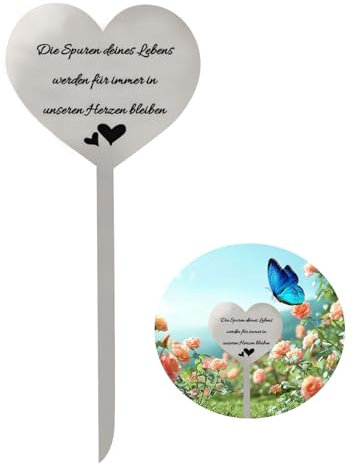 CTDMJ® Grabstecker Edelstahl Herz Mit Spruch Du Fehlst. Gestern. Heute. Grabdeko Wetterfest Grabschmuck Urnengrab (28cmg)