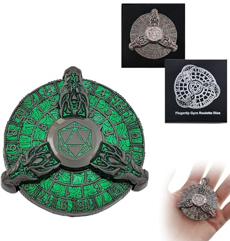 2025 Drachen Roulette Würfel-Spinner für DND-Würfelset, 7-in-1 Drachen Metall D&D Würfel mit Geschenkkoffer für Dungeons and Dragons Spiel, Geschenke für RPG-Rollenspiel-Tischspiele (Grün Schwarz)