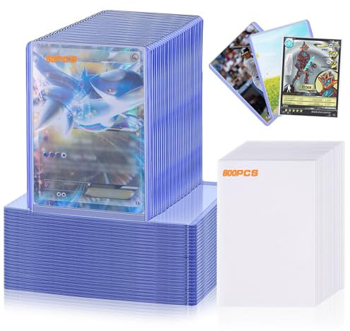 REAQUE 600 Stück Karten Sleeves mit 50 Stück Card Saver, 66x91x0.1mm Karten Sleeves für TCG, 3x4 Karten Hüllen für Trading Cards, Perfekte Passform für Sammelkarten, MTG, Sportkarten