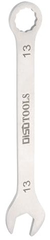 sourcing map Llave combinada fina métrica de 13 mm, caja de 6 puntos, desplazamiento de 15 grados, acero inoxidable, tono plateado