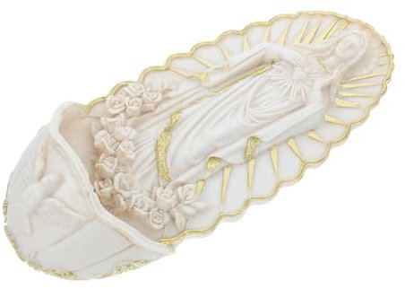 Garneck Holy Water Font Wall Hanging Guadalupe Resin Religious Medal Decor for Church Living Entrance Spiritual Decor