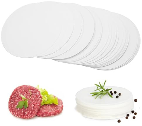 TINA.WIN 500 PièCes Papier Steak Haché Rond 11.4 Cm Papier SulfuriséE De Galettes Hamburger, Pour Presse Steaks Haché Machine Steak HachéS