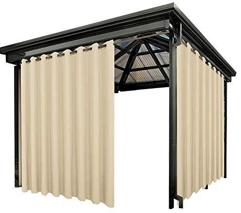 Wasserdichter Outdoor-Vorhang für Schlafzimmer, Veranda, Wohnzimmer, wärmeisoliert, sonnenblockierend, Verdunkelungsvorhänge mit Ösen oben und unten, winddicht, Weiß, 200,7 x 160 cm