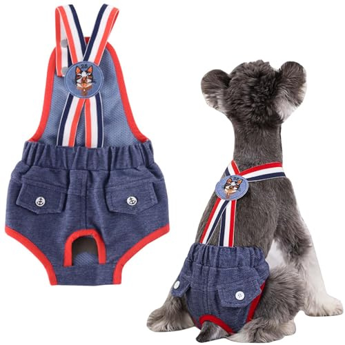 Pet Diapers, Dog Sanitary Pants, Reusable And Washable, Shoulder Straps Are Elastic And Adjustable, Suitable for Dogs During Menstrual Period, Estrus, Puppies, Small Dog Incontinence, Cat Underwear