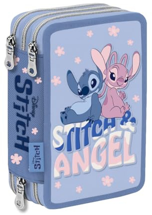 VARZI Astuccio 3Zip Stitch Scolastico: Spazioso e Funzionale, Con Design Colorato e Allegro, Perfetto per Organizzare Penne, Matite e Accessori Scolastici con Stitch Con Penna Omaggio