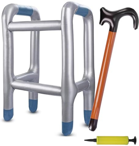 Aufblasbarer Rollator, Aufblasbare Spazierstock, mit Aufblasbarer Schlauch | für Geburtstage, Cosplay Karneval Fasching, Rente, Lustiges Geschenk
