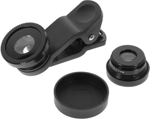 KONTONTY Wide Angle Macro Fisheye Camera Lens Kit for Cellphone Portable Phone Camera Attachment with Wide Angle and Macro Lenses Lightweight Smartphone Lens Set for Enhanced Mobile