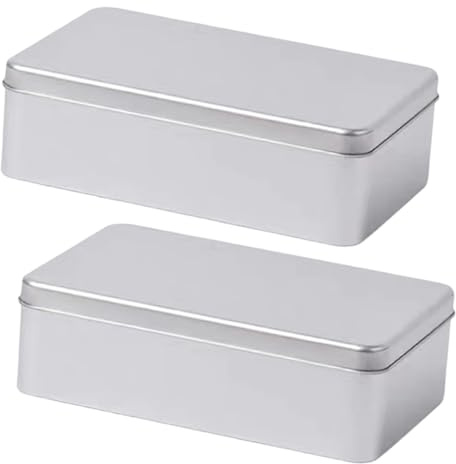 PartyKindom 2Pcs Stainless Steel Tiramisu Cake Boxes DIY Baking Pans for Bread and Nougat Molds Rectangular Silver Cake Tins for Candy Small Gift Storage and Baking Supplies