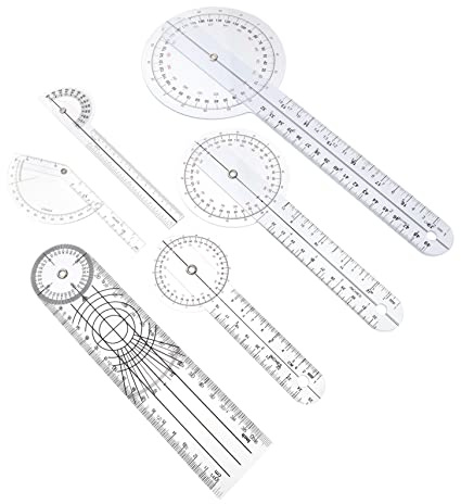 Gatuida Set 6 Pezzi Goniometro Medico Spinale e Righello Angolare in Plastica Per Misurazioni Accurate Articolari, Strumento Portatile Per Monitoraggio Terapeutico e Fisioterapia