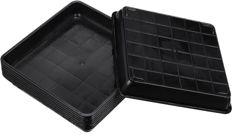 OFFSCH 8 Piezas Bandejas para Macetas de Plástico Negro Resistentes y Reutilizables para Bonsáis y Plantas Protección contra Derrames y Humedad Jardinería Interior y Exterior