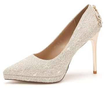 Women's Pointed Toe High Heels Pumps Fashion Bridesmaid Bridal Wedding Shoes Sexy Wedding Evening Party High Heels(Gold,38 EU)