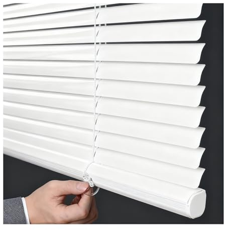 Estor Plisado Personalizado Lamas de 25mm Opacas Persiana de Aluminio Impermeable Aislamiento Térmico Persianas Venecianas para Dormitorio Baño Cocina(1.15X1.7M)