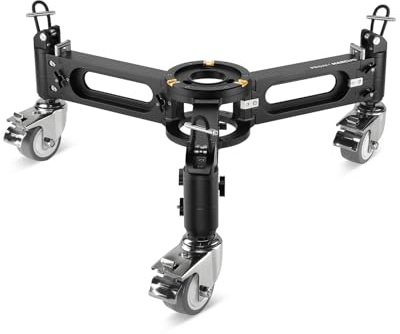 Proaim Marcus DL-MRCS-01 Chariot pour appareil photo avec base adaptateur Mitchell et Euro/Elemac pour trépied Bazooka Livré avec roues amovibles et pieds pointus Charge utile jusqu'à 453 kg