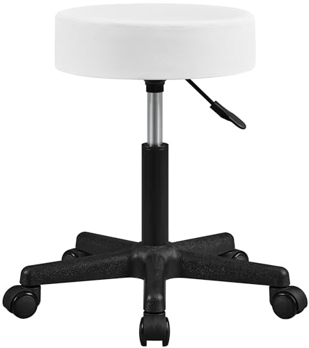 Soberine Sgabello con Ruote, Sgabello Rotondo Regolabile in Altezza 46-61,5 cm