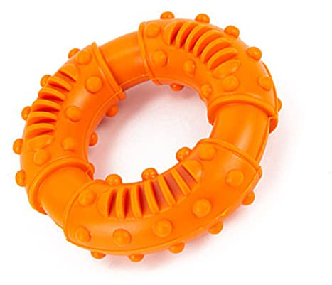 Haofy Interaktives Kauringspielzeug für Hunde, Zahnungshilfen für die Zahnreinigung, Mittelgroße und Große Hunde (ORANGE)