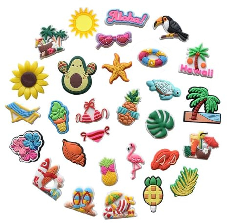 A.S.Marelis Charmes de Chaussures pour Sabots, Décorations en PVC, Accessoires DIY pour Sandales (Summer)