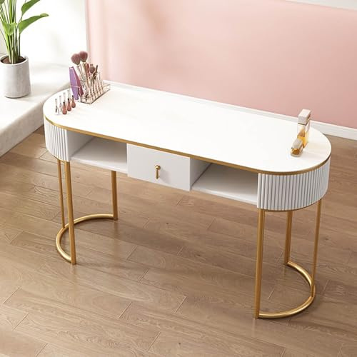 Mesa de manicura profesional con cajones y armario de almacenamiento para salón, spa, estación de trabajo
