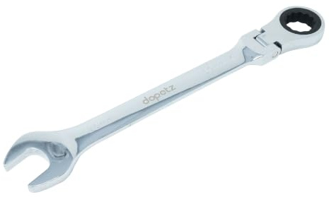 Dapetz ® Flexible Head Ratchet Metric Spanner Open End Ring 30mm, Mirror Polished, Raised Panel Spanner, Chrome Vanadium Steel Combination Spanner Suitable for Mechanics