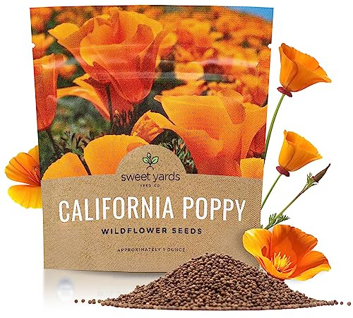 California Orange Poppy Wildflower Seeds - Bulk 1 Ounce Packet - Over 20,000 Native Seeds - California State Flower!
