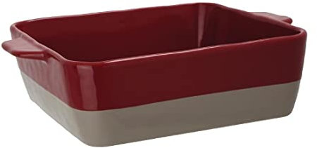 Olympia Red And Taupe Ceramic Roasting Dish 4.2Ltr - Microwave, Oven and Dishwasher Safe DB527