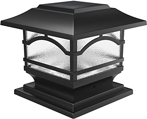 Davinci - Luz LED solar para postes de valla o patio – Tapas solares, luz blanca cálida, aluminio, lámpara para postes de 4 x 4 o 6 x 6