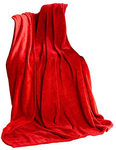 CelinaTex Couverture TV Couverture Douillette XXL 220 x 240 cm Rouge Coral Fleece Couverture de Jour Microfibre Couverture de canapé Jeté de lit