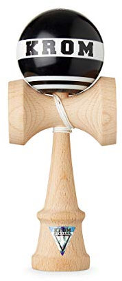 KROM Kendama STROGO schwarz - aus Holz für Anfänger und Fortgeschrittene - Geschicklichkeitsspiel für draußen und drinnen - Holzspielzeug mit Schnur und Ball - Kendama Skilltoy Kugelfangspiel