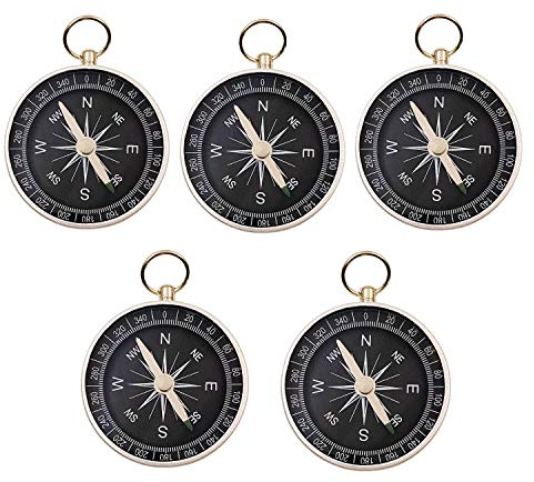 JZK 5 x 44mm kleine Aluminiumlegierung Kompass mit Schleife Oben Drauf für Schlüsselring Anhänger, Geburtstag Partei bevorzugt Geschenke für Kinder