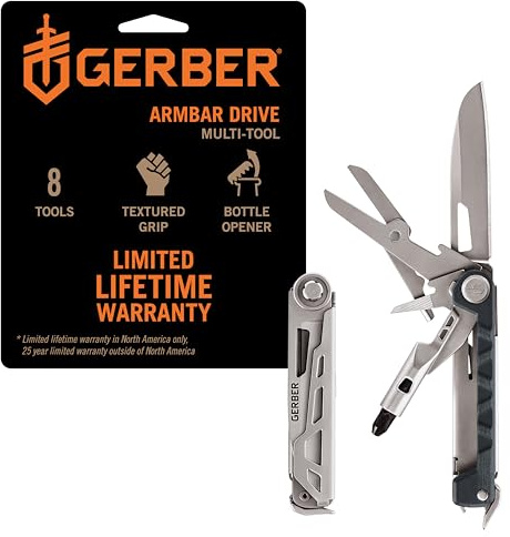 Gerber Gear Armbar Drive 8-in-1 Pocket Knife EDC Multitool with Screwdriver, 2.5 Blade, Urban Blue