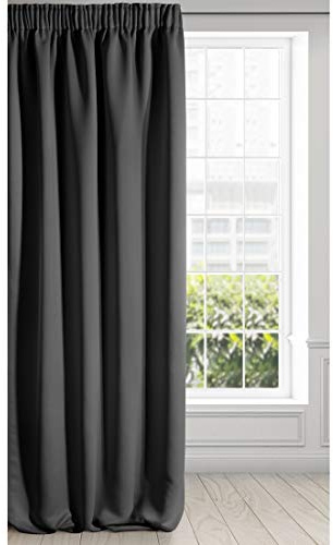 Eurofirany Logan Verdunkelung Vorhang Blickdicht Satin Kräuselband Gardine Einfarbig 1 STK. Modern Wohnzimmer Schlafzimmer Kinderzimmer, Schwarz, 135x270 cm