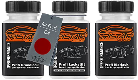 TRISTARcolor Autolack Lackstift Set für Ford D4 Lucid Red Perl Grundlack Basislack Klarlack je 50ml
