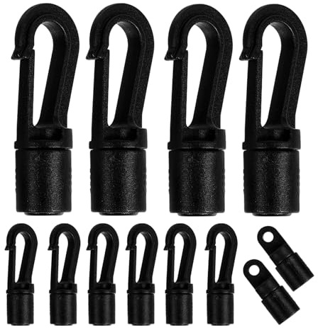ULTECHNOVO Bungee Shock Cord Ganci Elastici Terminali Shock Cord End Ganci di ancoraggio in plastica per kayak barca corda elastica corda 12pcs (tipo A e tipo)