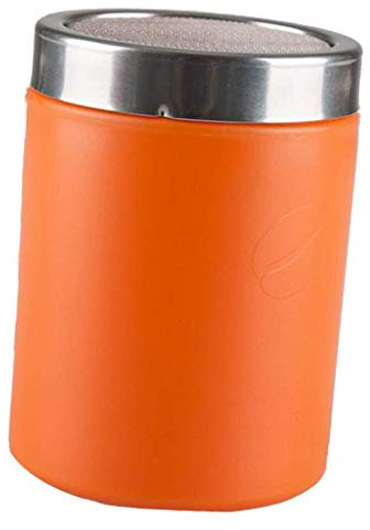 Tubayia Espolvoreador de polvo de acero inoxidable, para café, cacao, canela, chocolate, colador, coctelera (naranja)