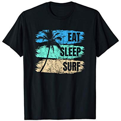 Eat Sleep Surf Vintage Lustige Surfer Deko Spruch T-Shirt