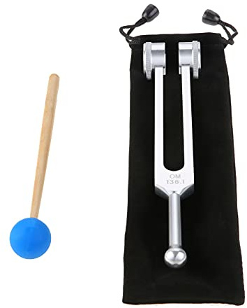 OM 136.1Hz Solfeggio Stimmgabel mit Silikon Hammer Tasche für Sound | Musikinstrument, Vibration, Herzchakra, Yoga