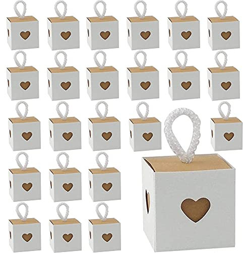 Aieraczy Geschenkbox Klein, 30 Stück Gastgeschenk Hochzeit, Mini Geschenkschachtel, Kleine Schachteln, Herz Pralinenschachtel Leer für Geburtstagsfeier, Taufe, Babyparty, Weihnachten