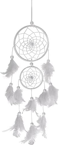 HOIER Traumfänger Handgefertigt Dreamcatcher, Handgemachte Dreamcatcher mit Federn, Böhmen Dekoration für Schlafzimmer Hochzeit Wandbehang Ornament Mädchen Kinder Geschenk, Weiß