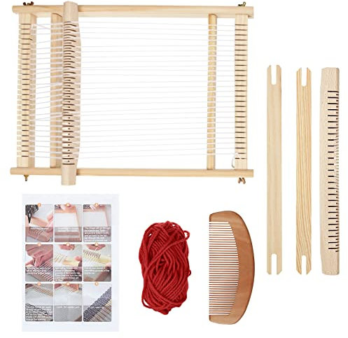 JMIATRY Weaving Loom Kit for Adults Beginners, 40x30cm Weaving Frame Looms, Multi-Craft Wooden Large Lap Frame Knitting Weaving Loom DIY Hand-Knitted Woven Set