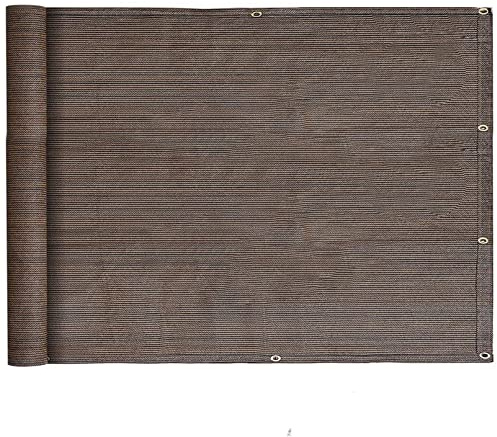 Balcony Privacy Screen 0.9x3m Fence Windscreen Privacy Shield Cover HDPE Sunshade Weatherproof with Eyelets and Cord and Cable Ties Attached for Yard Lawn Pergola Decking Pool Patio, Brown, 21922
