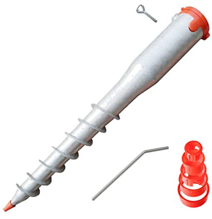 Bau Handwerker Service 24 Einschraubbodenhülse rund 68 x 560 mm, Sonnenschirmständer zum Eindrehen in die Erde, Bodenhülse mit Eindrehstange, Sonnenschirmhalter Strand & Garten, feuerverzinkt