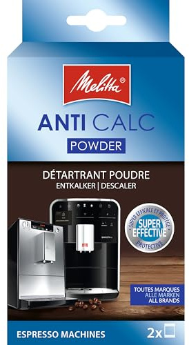 Melitta Anti Calc Entkalkungspulver (4er Pack) – Entkalker für Kaffeevollautomaten, Kaffeemaschinen & Espressomaschinen – Effektive Entfernung von Kalkablagerungen