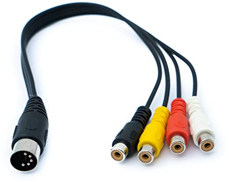 System-S Cinch 4 RCA Kabel 30 cm Buchse zu DIN 5 Polig Stecker Stereo Adapter Schwarz