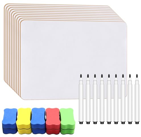 10 St A4-Whiteboard, Mini Dubbelsidig Med 10 Torra Suddgummin Och 10 Pennor För Barns Ritning Och Skrivande, Perfekt För Klassrum, Hem Och Kontor