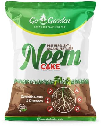 Go Garden Neem Cake: 100% Organic Fertilizer for Plants |Fertilizer for Plants, No-Harmful Chemicals, Pest Repellent, Rich in Nutrients Soil Conditioner (1kg)