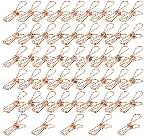 UMCHU 50 Pcs Mini Clips para Fotos,Clip de Lienzo para Tienda al Aire Libre,Clips de Carpeta de Oro Rosa,Clip de Cierre de Bocadillos,para Fotos de Salón,Navidad,Bodas,Fiestas