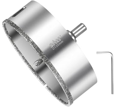 SALI 120mm Diamantbohrer Diamant Lochsäge mit Zentrierbohrer Glasbohrer mit Diamant-Beschichtung Stahl Diamant Hohl-Bohrkrone Fliesenbohrer Zum Bohren in Keramik, Porzellan, Glas, Marmor, Schiefer