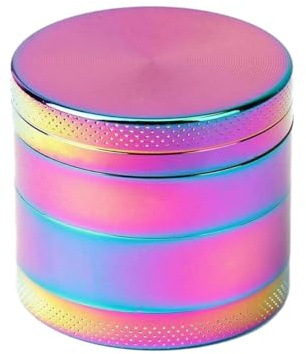 iPEAK Herb Grinders Metal 4 Part Pocket Grinder Portable Spice Mill Mini Crusher with Pollen Catcher & Magnetic Lid (Rainbow)
